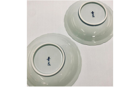 青花のロングセラー商品 絵変わりペア桔梗渕20cmスープ皿 小島芳栄堂 35000円 3.5万円 A35-447
