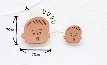 革製似顔絵ブローチ（大）いただいた写真から似顔絵を作成【五城目町　ものかたり】 ファッション 小物 レザー アクセサリー 子供 孫 自分 かわいい オーダー 