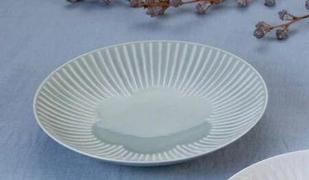 【AB1078】【波佐見焼】φ21.5ｃｍの皿５枚組  花ふわりグレー 【西海陶器】 ５ 11323