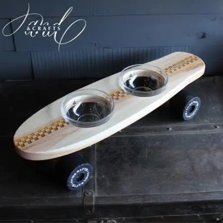 【＆CRAFTS】Pet bowls stand-2BOWLS-(Black)※名入れプレート付き【1378240】
