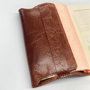 革工房いんのしまシワが楽しめる牛革ブックカバー文庫本サイズ(色:茶)