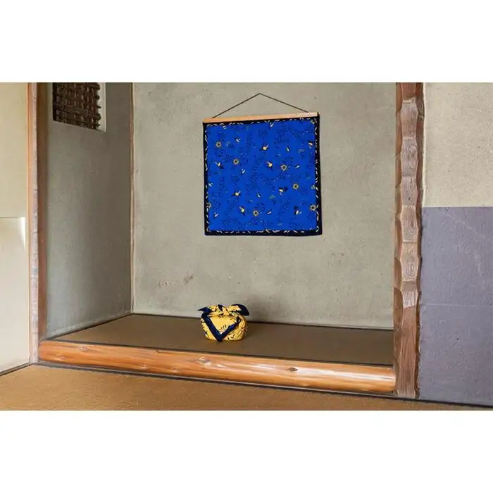 【丸和商業】綿小 風呂敷「UDKCふろしき～生命樹～」ブルー＋イエロー2枚セット