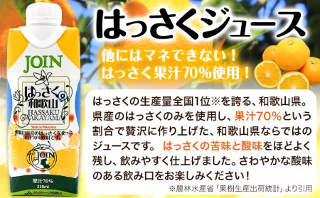 八朔 JOIN 果汁70%使用 はっさくドリンク 330ml×12本《30日以内に出荷予定(土日祝除く)》和歌山県 紀の川市 JAわかやま 紀の里地域本部 八朔 柑橘 ジュース ドリンク 果汁 ジョイン 紙パック