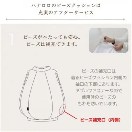 【ハナロロ】 着るビーズクッション Mサイズ(モスグリーン)【1386213】