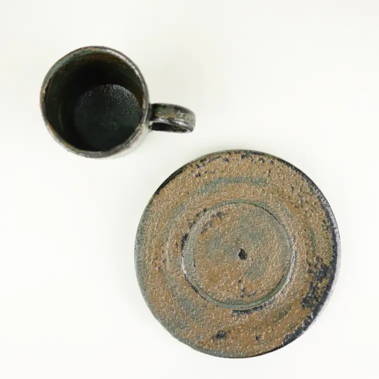 益子焼 大塚雅淑 デミタスカップ＆ソーサー2組 益子町 AT002