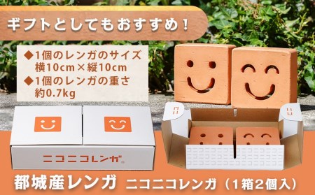 ニコニコレンガ(1箱2個入)_LD-K301_(都城市) 都城産レンガ ニコニコレンガ ガーデニング アロマストーン