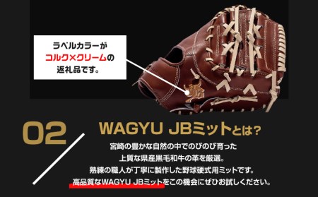 宮崎県産牛革使用 WAGYU JB 硬式用 ミット 一塁手用 JB-003(ブラウン/右投げ用)