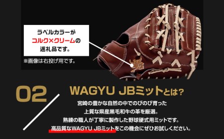宮崎県産牛革使用 WAGYU JB 硬式用 ミット 一塁手用 JB-003(ブラウン/左投げ用)