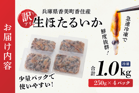 【訳あり】 ホタルイカ ほたるいか 1kg（250g×4パック）いか イカ 07-95