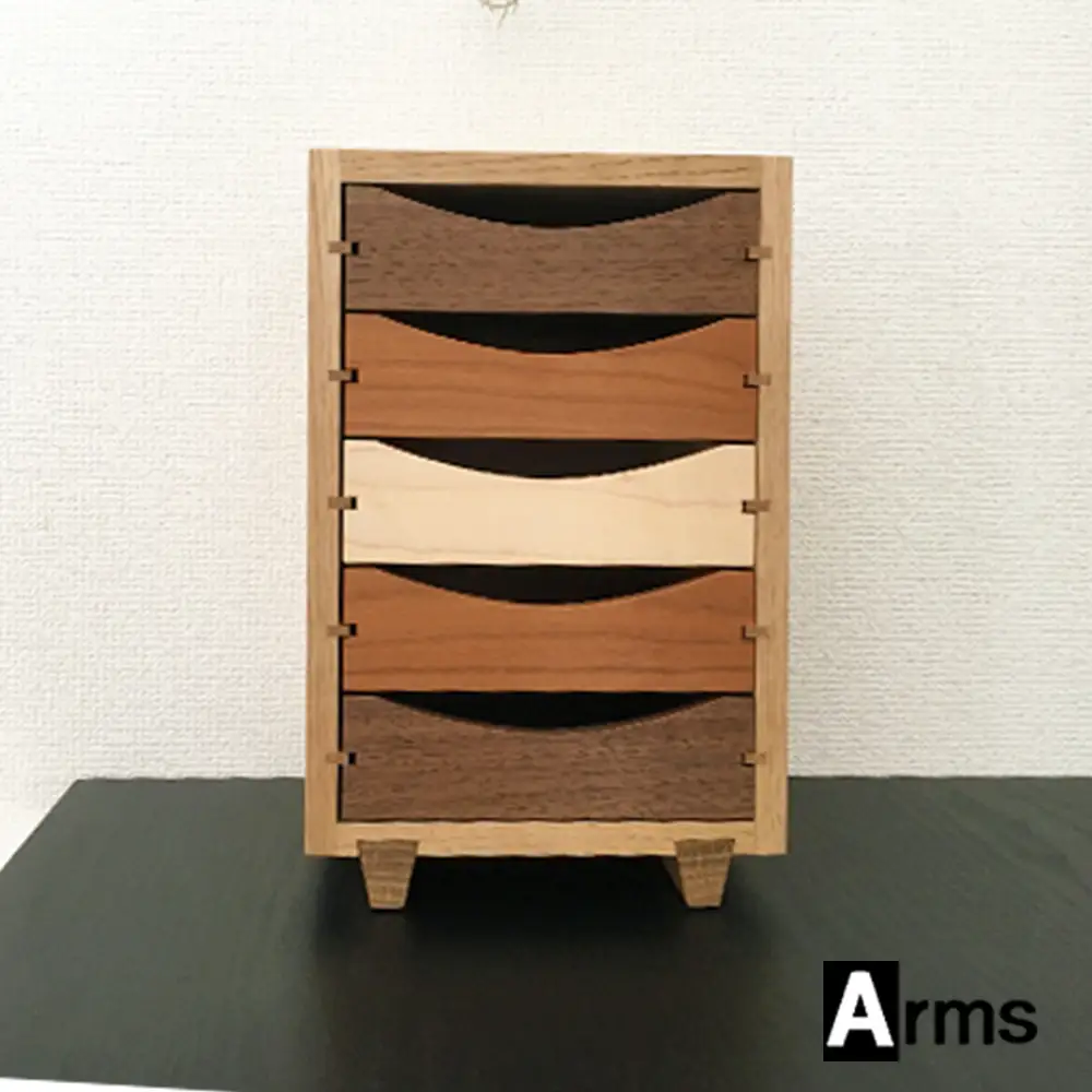 木製ミニチェスト ■ 工房 アームズ ■ 色樹 5段（ナラ）
