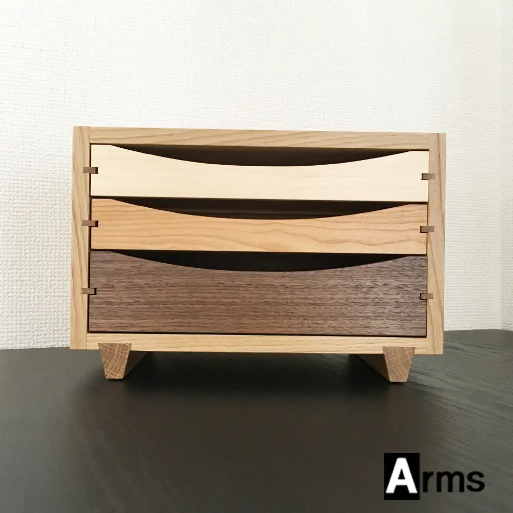 木製チェスト ■ 工房 アームズ ■ 色樹 3段（ナラ）