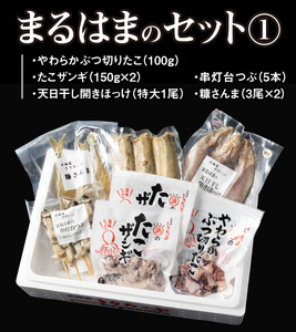 まるはまのセット１　ぶつ切り たこ たこザンギ 串灯台つぶ ほっけ 開き 特大 糠 さんま セット 詰め合わせ グルメ 食品 海鮮 魚介類 海の幸 海産物 加工品 ご飯のお供 おかず 惣菜 ザンギ つぶ貝 貝 魚 国産 冷凍 浜中漁業協同組合 北海道 浜中町 お取り寄せ 送料無料_H0001-113
