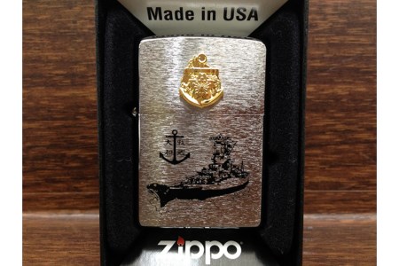 ZIPPOライター[戦艦大和Type3（金イカリ）] ジッポライター 専用BOX入り エッチング加工 大日本帝国海軍 ヤマト 広島県 呉市 ku091-042-r