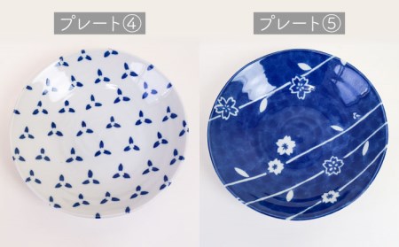 【美濃焼】 江戸 小粋 軽量 22cmプレート 5柄組 【金陶苑】[TBX028]