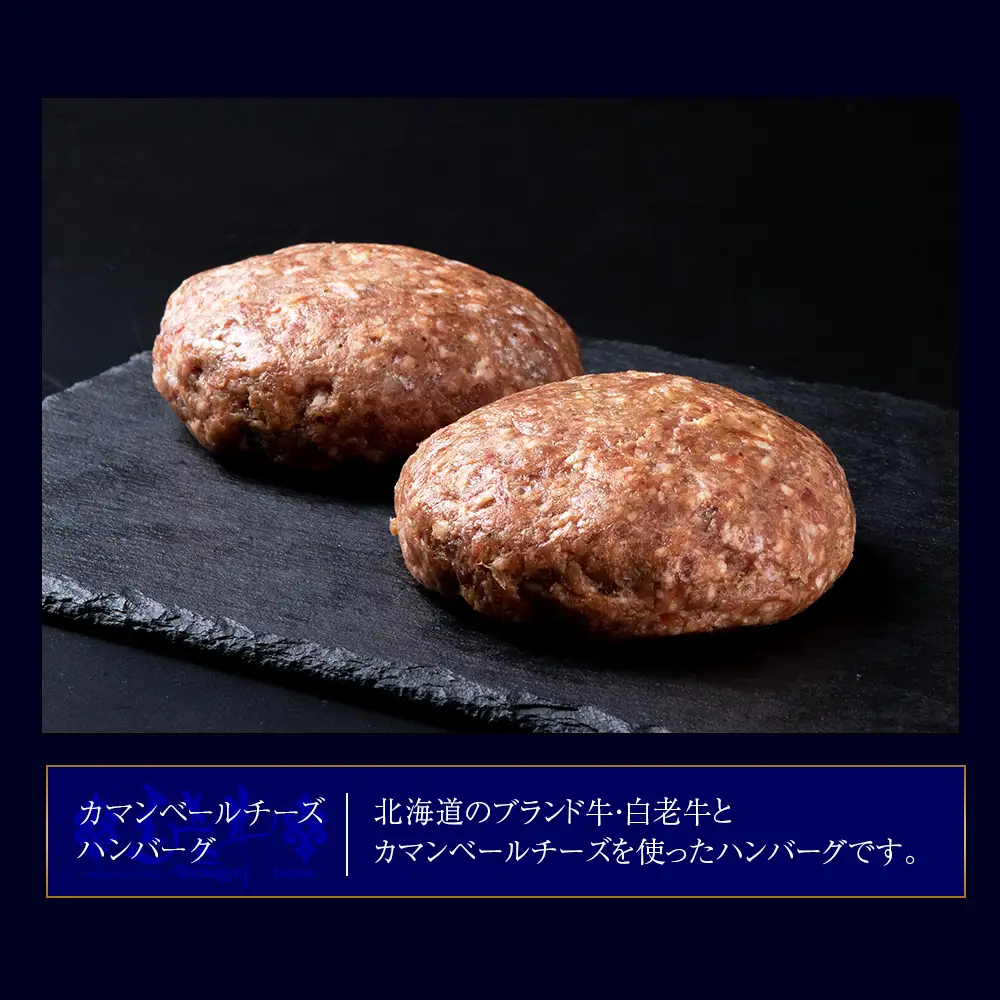 定期便6ヵ月 お楽しみ 北海道産 白老牛 カマンベールチーズハンバーグ 5個セット BY113