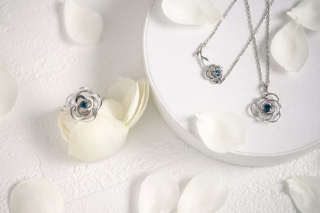 Blue Rose Pt トパーズ ダイヤモンド ペンダント レディース ジュエリー アクセサリー ネックレス ダイヤ 神奈川 湘南 藤沢