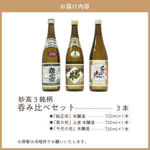 新潟県妙高3銘柄呑み比べセット(1800ml×3本) ご当地 地酒 飲み比べ 詰め合わせ お取り寄せ 大人気 ギフト プレゼント 贈答 贈り物 豊潤 なめらか ふっくら とした 香り 上品 米本来 の 旨味 米どころ 飲み飽きしない