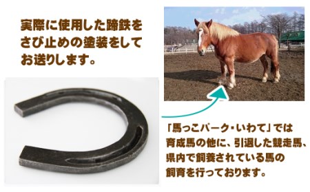 蹄鉄 （ 鉄製 原色 ）& 専用台 セット 【馬っこパーク・いわて】／ 馬蹄 てい鉄 さび止め 錆止め サビ止め 鉄 ナチュラル 加工 幸運 開運 厄除け 魔除け アイテム 本物 インテリア アクセサリー おすすめ
