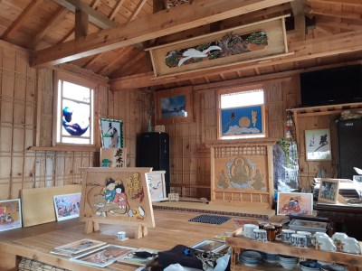 工芸品 青森ひば絵 (商標登録) 写真 (ラミネート仕上り) A3サイズ 1枚 額入り「金太朗」[0239]
