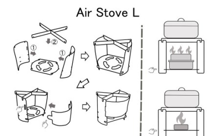 Air Stove L FK-0005 組立式 アルコールストーブ 五徳 ステンレス キャンプガジェット アウトドア CGK