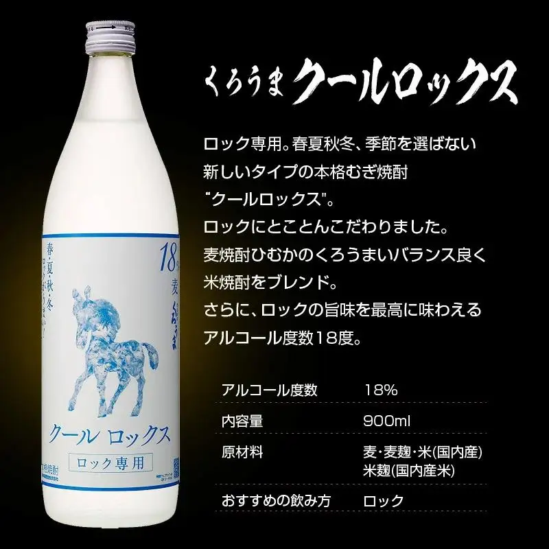 神楽酒造 麦焼酎 くろうま飲み比べ 900ｍｌ×3本セット＜18-48a＞