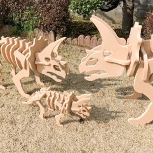 手作り恐竜 トリケラトプス タイプ Sサイズ[ 恐竜 パズル 知育 キッズ 子供 おもちゃ 玩具 ] 立体パズル 組み立て 恐竜のほねほねパズル 工具不要 安全を考えて作られた 手作りの恐竜 
