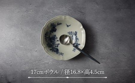 【美濃焼】Blue Rose 24cmプレート・17cmボウル 2形状 4点セット【Felice-フェリーチェ-藤田陶器】食器 鉢 パスタ皿 サラダボウル ワンプレート 花柄 [MBX052]