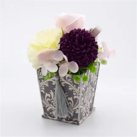 カルトナージュ花器の仏花アレンジと写真たて　(ダマスク柄)_雑貨   _【1395498】