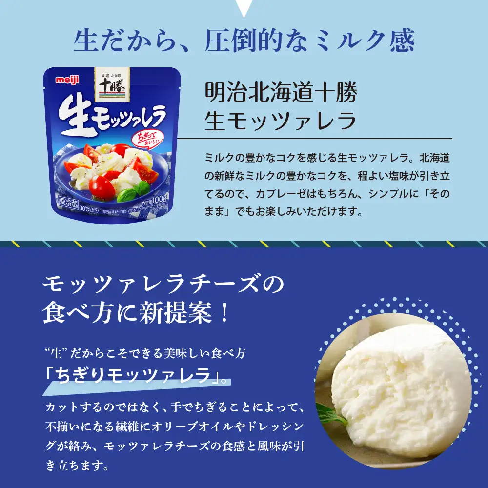  明治 北海道 十勝 チーズ 生モッツァレラ 6個 セット 100g×6袋 おつまみ 冷蔵便 詰め合わせ チーズ cheese CHEESE 乳製品 生乳 凝縮 ミルク 新鮮 パック お取り寄せ サラダ カプレーゼ ピザ トースト 芽室町me003-070c