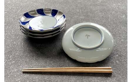 有田焼 其泉 銀彩染付 銘々皿 15.3cm 4枚セット【賞美堂本店】器 うつわ 食器 4枚 セット 皿 取皿 モダン お祝い 夏 上品 手描き 贈答 ギフト 食洗機対応 A50-257