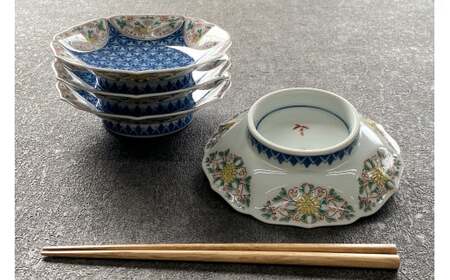 有田焼 其泉 麻の葉地紋 銘々皿 15.5cm 4枚セット【賞美堂本店】器 うつわ 食器 取皿 4枚 セット お祝い 縁起物 贈答 ギフト 電子レンジ対応 食洗機対応 A60-96