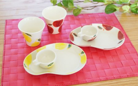 【波佐見焼】フレッシュアート  ビーンプレート＆新反仙茶＆片口小付 各2種類 計6枚〈りんご・レモン〉 [OAQ015]
