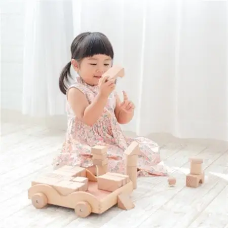 木製おもちゃのだいわの積木車(積木4cm基尺 32pcs)_雑貨・日用品 ベビー用品  _【1397762】
