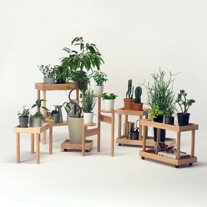 旭川家具　コサイン　プラント ラック (L) 【 旭川家具 北海道 旭川市 木製  家具 北海道産材 タモ タモ材 ヤチダモ 観葉植物 花台 ディスプレイ台 飾り台 モイス板 吸湿板付き 植物台 園芸 地材地消 シンプル ナチュラル 手作り 北欧 おしゃれ 天然木 無垢 】_01872