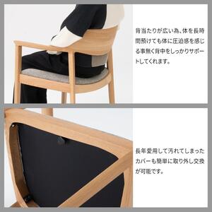 旭川家具 カンディハウス WING LUX アームチェアー 北海道ナラNF ／ 張地（布）ブレンドLGY_01829