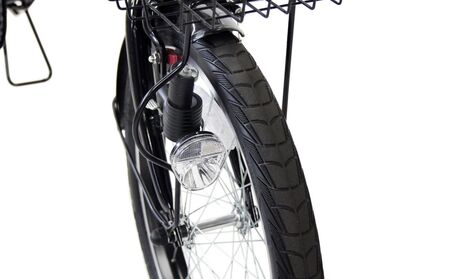 ノーパンク 折りたたみ自転車 ベルヴェデール Belvedere カーキ 20インチ 6段変速 リアサス・前カゴ・LEDライト付｜武田産業 フォールディングバイク 人気返礼品 空気入れ不要 パンクしない 通勤 通学 三重県 四日市市 ふるさと納税