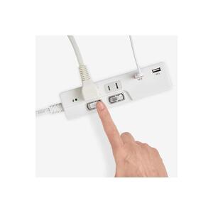 電源タップ　耐雷サージ　USBポート付きスイッチ付きタップ　USB×2ポート　2個口2ｍ　WBK-2232SUA(W)