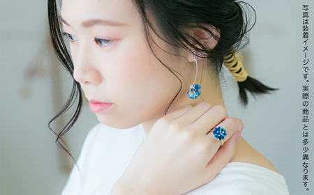 九谷焼×布花アクセサリー九谷花（KUTANIKA）雫（小花ピアス/イヤリング）