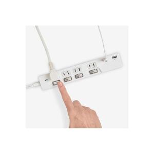 電源タップ　耐雷サージ　USBポート付きスイッチ付きタップ　USB×2ポート　4個口2ｍ　WBK-4232SUA(W)
