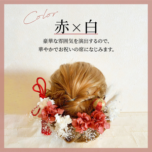 成人式　結婚式　髪飾り「泉」赤系 髪飾り ヘアアクセ ヘア アクセサリー 成人式 卒業式 入学式 結婚式 和装 洋装 花 プリザーブドフラワー ドライフラワー アジサイ かすみ草 泉 赤 白 晴れの日 華やか ヘッドパーツ 送料無料 お取り寄せ 生駒市
