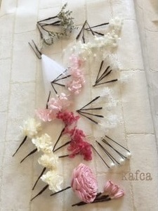 ハンドメイド　髪飾り　38本セット　『輝』ヘアアクセ ヘア アクセサリー 成人式 卒業式 入学式 結婚式 パーティー プリザーブドフラワー 晴れの日 華やか ヘッドパーツ おしゃれ かわいい 奈良県 生駒市 送料無料