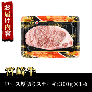 宮崎牛 ロース 厚切り ステーキ(300g)A4 A5 牛肉 精肉 お肉  焼肉 黒毛和牛 ブランド和牛 お取り寄せ 国産 冷凍 BBQ バーベキュー【P-30】【南日本フレッシュフード株式会社(日本ハムマーケティング株式会社)】