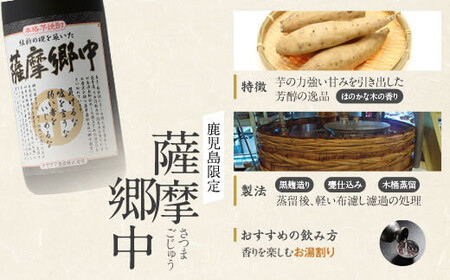 オガタマ酒造こだわり3本セット（鉄幹900ml・薩摩郷中720ml・蛮酒の杯720ml） 25度 芋焼酎 鹿児島 BS-3102