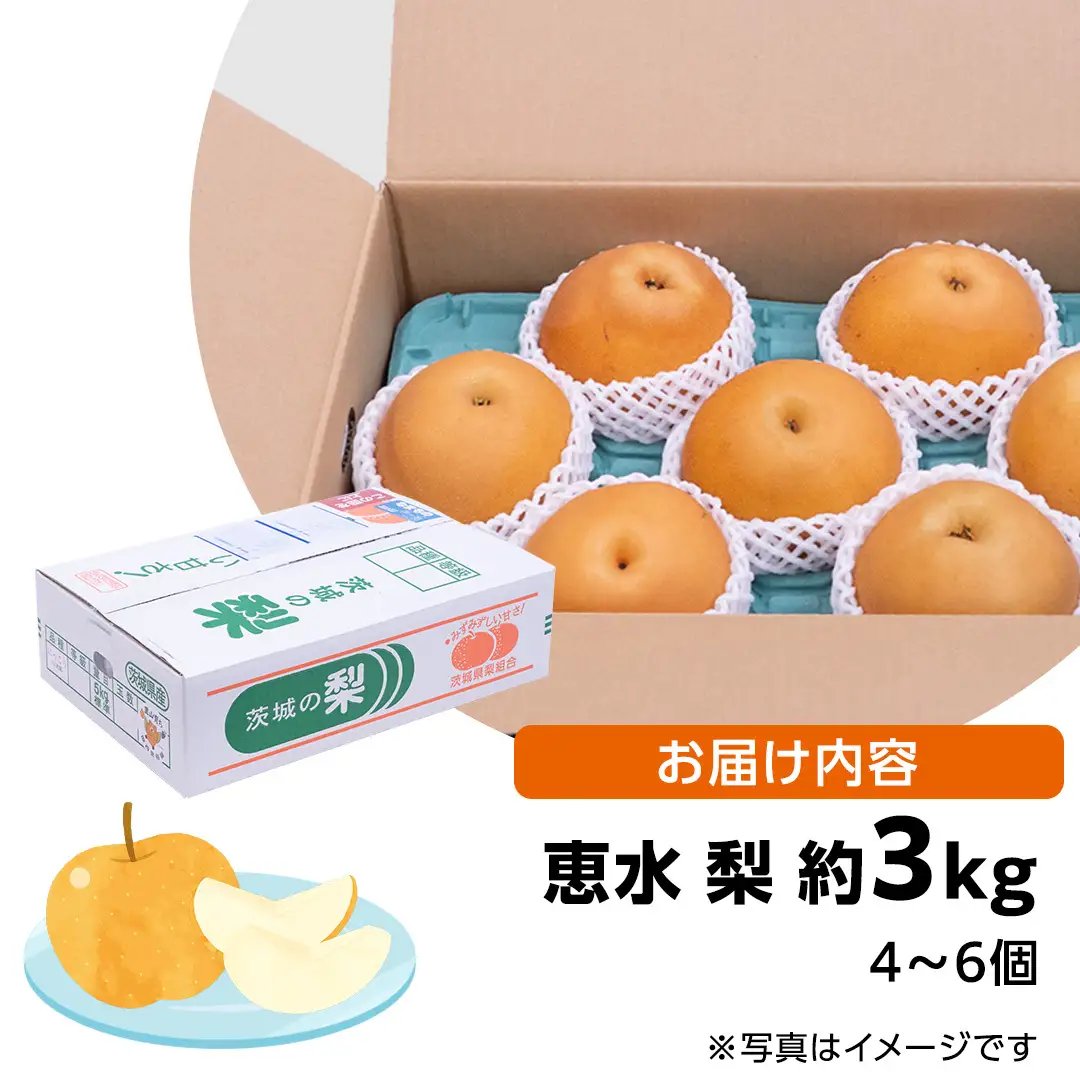 恵水梨 約3kg 4玉～6玉 (茨城県共通返礼品:城里町) 2026年 梨 なし 和梨 フルーツ 甘い オリジナル 大玉 直送 茨城 限定 [CO004sa]