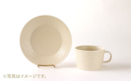 【波佐見焼】PATTERNED PLATE,MUG  セット ecru 【BIRDS' WORDS】[CF036] 波佐見焼