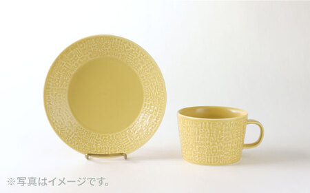 【波佐見焼】PATTERNED PLATE,MUG  セット yellow 【BIRDS' WORDS】[CF039] 波佐見焼
