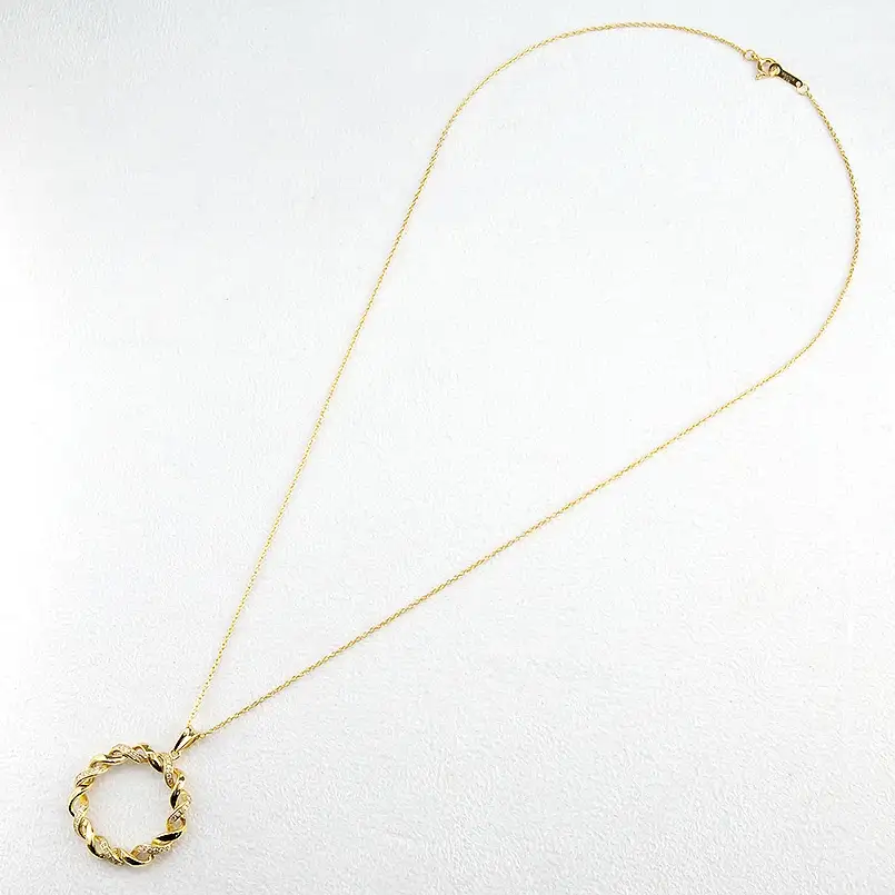  18金 ペンダントトップ k18 ダイヤ 0.24ct ダイヤ ゴールド イエローゴールドK18 スパイラルロープ 透かし シンプル ジュエリー 山梨県 昭和町 送料無料 管理番号221208hy108dy SWAA094