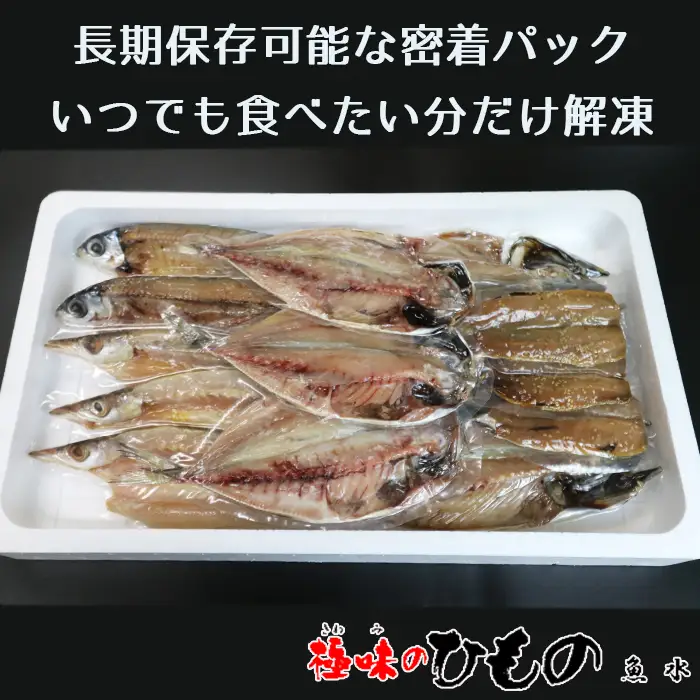 【極味のひもの】天日干しで旨み凝縮！こだわりの国産ひものセット 5種13枚 《配送指定可》《2週間以内に発送》 ひもの ひらき 干物 サバ 鯖 さば アジ あじ 鯵 カマス 魳 かます トビウオ 飛び魚 とびうお イワシ 鰯 いわし 国産 天日干し みりん干し[極味のひもの魚水][0018-0026]