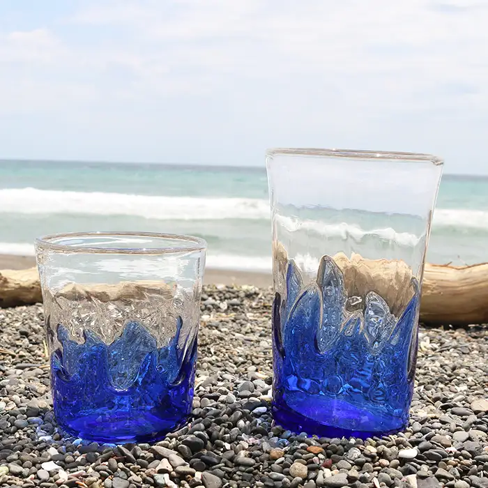 【SUKI GLASS STUDIO】 ガラス工芸品『波のグラス』 １個《小サイズ》　[0010-0270]