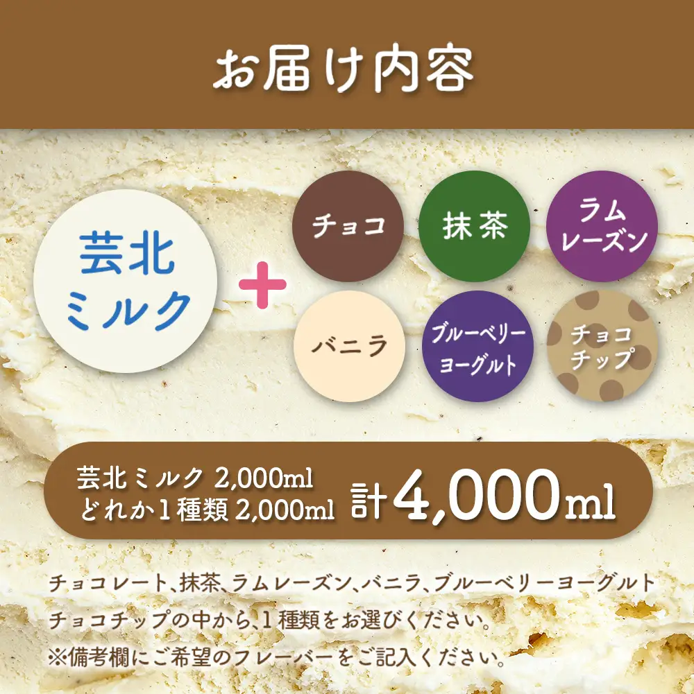 芸北ドルチェ 2,000mlバルク×2種類 アイスクリームセット　GE007_004